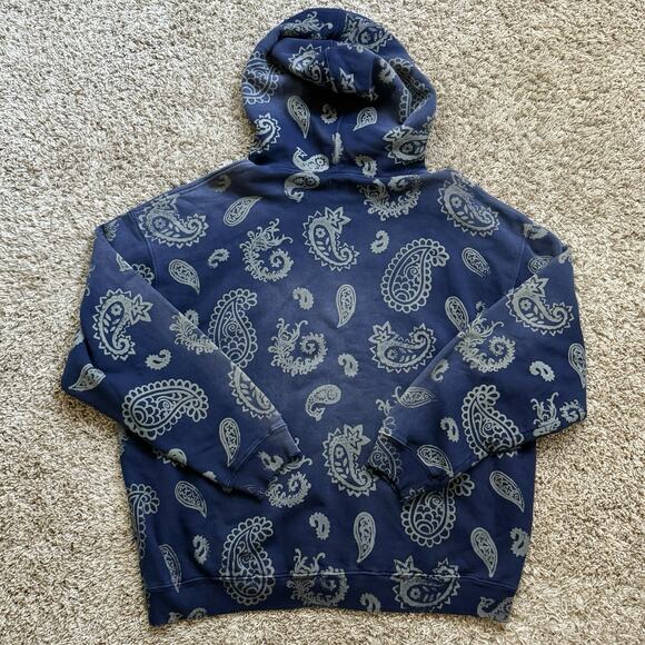NWT $450 Alchemist Paisley Print Blue Cotton Hoodie Distressed Men’s Size XXL - Picture 5 of 15